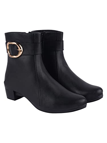 Shoetopia Damen Zip Boots, Schwarz, 7 UK von Shoetopia