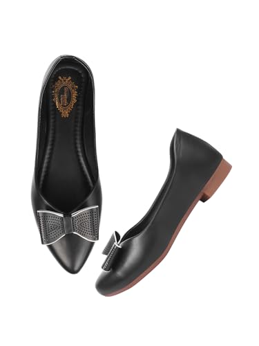 Shoetopia Flache Ballerinas für Damen, Schwarz, 4 UK von Shoetopia