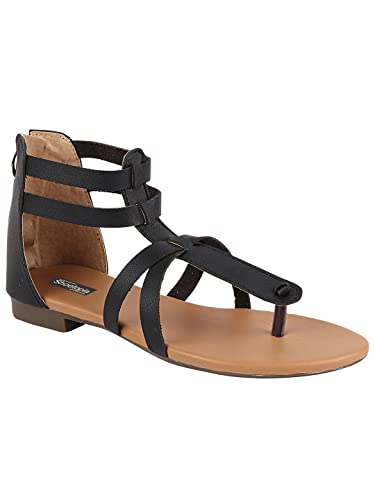 Shoetopia Flache Damen-Sandalen, Schwarz, 4 UK von Shoetopia