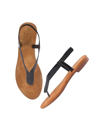 Shoetopia Flache Damen-Sandalen, Schwarz, 7 UK von Shoetopia