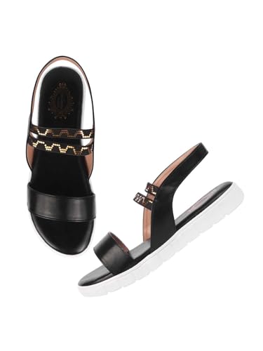 Shoetopia Flache Damen-Sandalen, Schwarz, 9 UK von Shoetopia