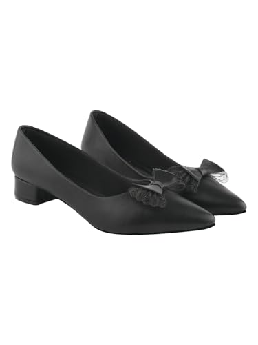 Shoetopia Damen-Ballerinas mit spitzem Zehenbereich, elegante Schlupfsandalen mit Schleifendetail, bequeme Büro-, Party- und Freizeitschuhe, Schwarz, 6 UK Shoetopia Damen-Ballerinas mit spitzem Zehenbereich, elegante Schlupfsandalen mit Schleifendetail, bequeme Büro-, Party- und Freizeitschuhe, Schwarz, 6 UK von Shoetopia
