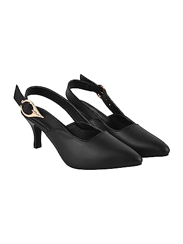 Shoetopia Pumps mit Schnalle für Damen, Schwarz, 2 UK von Shoetopia