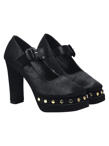 Shoetopia Pumps mit Schnalle für Damen, Schwarz, 4 UK von Shoetopia