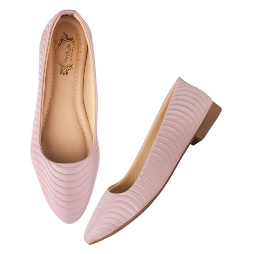 Shoetopia Strukturierte Damen-Bauchschuhe – elegante Slip-On-Flats mit gewelltem Design für Alltag, Büro & Freizeit, Violett, 4 UK von Shoetopia