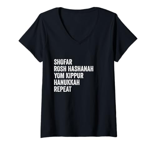 Damen Shofar Rosh Hashanah Yom Kippur Hanukkah Repeat Jewish Elul T-Shirt mit V-Ausschnitt Damen Shofar Rosh Hashanah Yom Kippur Hanukkah Repeat Jewish Elul T-Shirt mit V-Ausschnitt von Shofar Rosh Hashanah Yom Kippur Jewish New Year