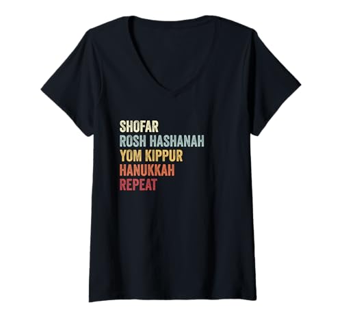 Damen Shofar Rosh Hashanah Yom Kippur Hanukkah Repeat Jewish Elul T-Shirt mit V-Ausschnitt Damen Shofar Rosh Hashanah Yom Kippur Hanukkah Repeat Jewish Elul T-Shirt mit V-Ausschnitt von Shofar Rosh Hashanah Yom Kippur Jewish New Year