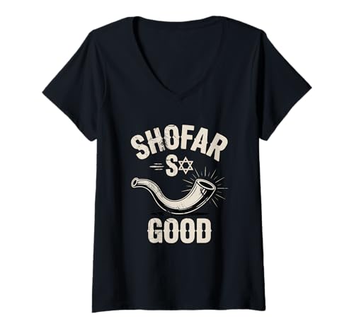Damen Shofar So Good Rosh Hashanah Jewish New Year Yom Kippur Elul T-Shirt mit V-Ausschnitt Damen Shofar So Good Rosh Hashanah Jewish New Year Yom Kippur Elul T-Shirt mit V-Ausschnitt von Shofar So Good Rosh Hashanah Jewish New Year