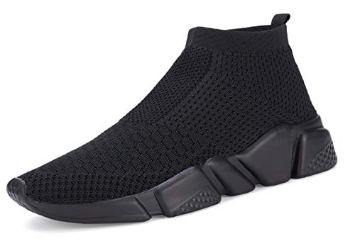 Shoful Herren-Sneaker zum Hineinschlüpfen, leicht, atmungsaktiv, gestrickt, für Fitnessstudio, Laufen, Sneaker, modische Wanderschuhe, Schwarz, 42 1/3 EU von Shoful