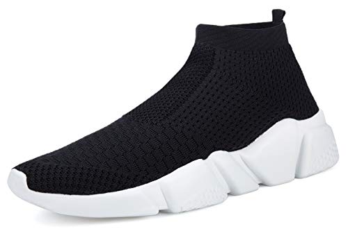 Shoful Herren-Sneaker zum Hineinschlüpfen, leicht, atmungsaktiv, gestrickt, für Fitnessstudio, Laufen, Sneaker, modische Wanderschuhe, Schwarz, 44 EU von Shoful