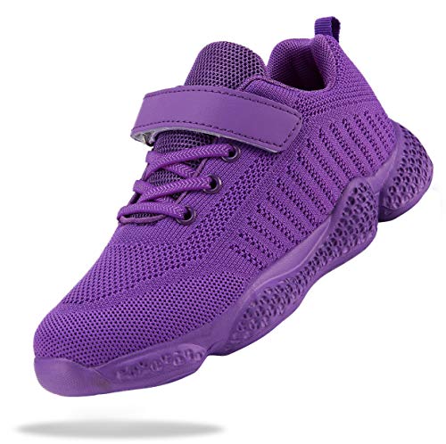 Shoful Kinder Turnschuhe Jungen Tennisschuhe Mädchen Laufschuhe Atmungsaktiv Leicht Mode Sneakers Knit Athletic Walking Schuhe, violett, 33 EU von Shoful