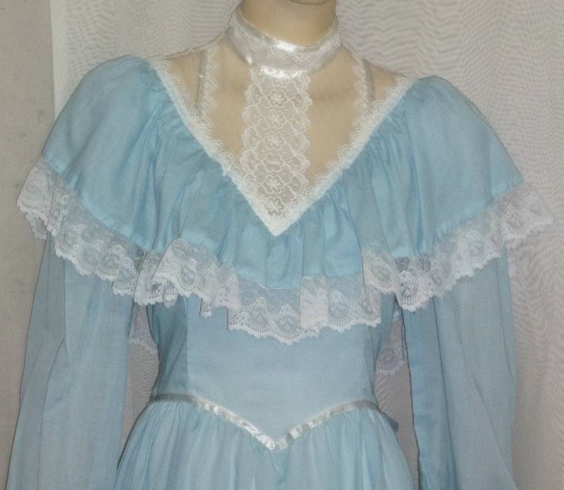 Deadstock Vintage 1970Er Jessica Mcclintock Victorian Prairie Cottagecore Bauern Long Dress Gr. 7 von ShonnasVintage