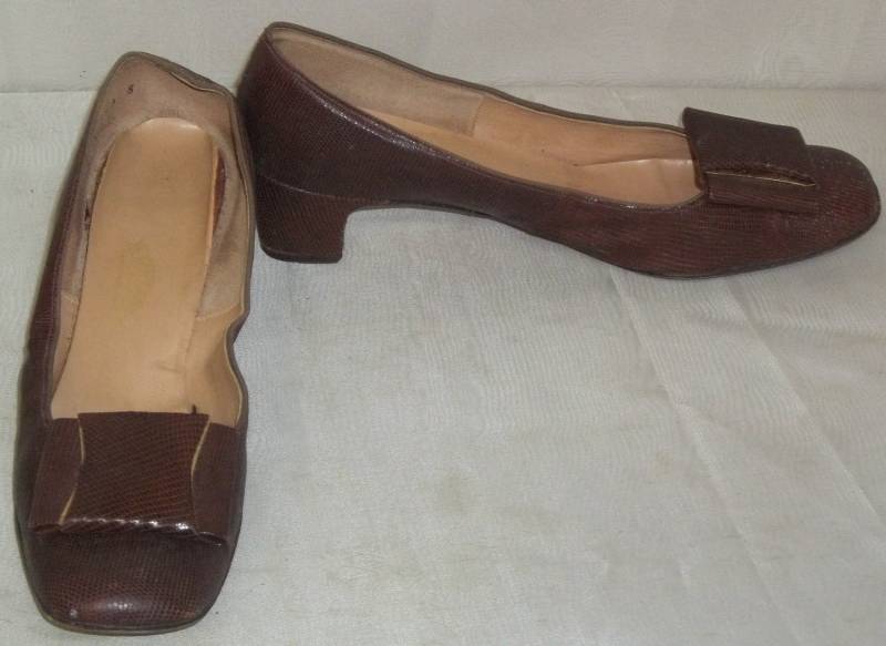 Vintage 1940Er Eidechsen Haut High Heels Schuhe Pumps 8 Aa von ShonnasVintage
