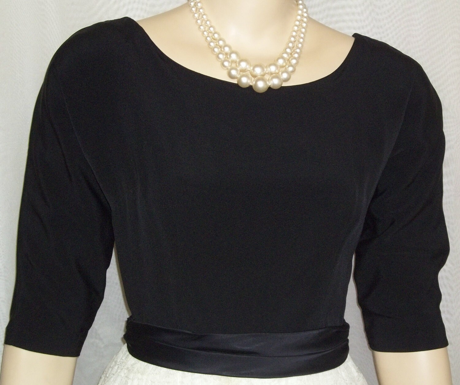 Vintage 1950Er Schwarz Weiß Full Circle Spitzenkleid Klein Medium von ShonnasVintage