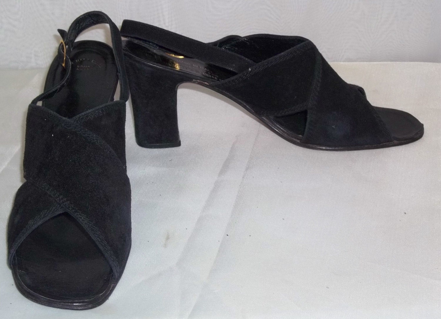 Vintage 1960Er Amalfi Italian Italy Zeus Leder Peep Open Toe Heels Pumps 7 Schuhe von ShonnasVintage