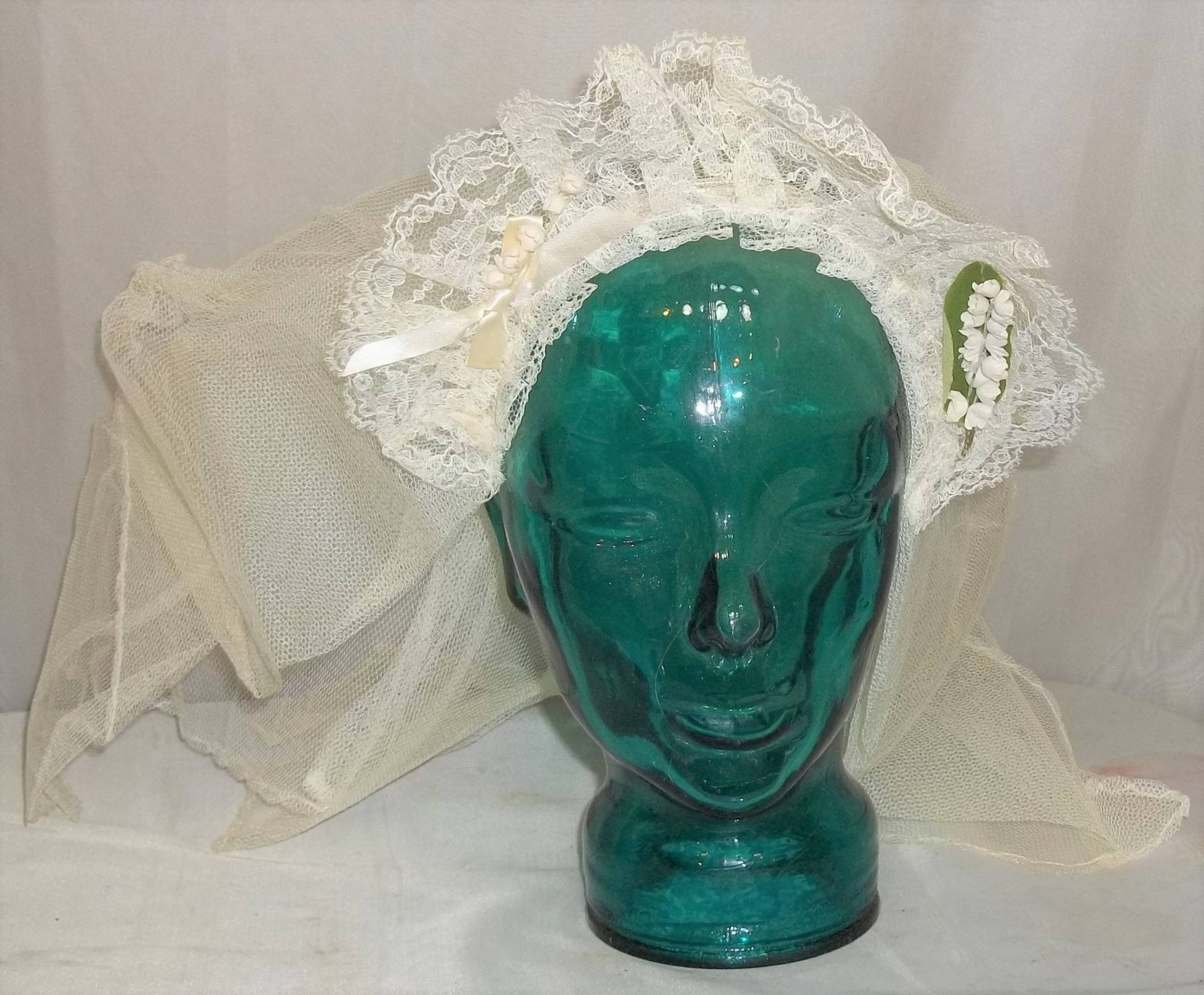 Vintage 50Er Jahre Spitze Netz Schleier Hochzeit Braut Konfirmation von ShonnasVintage