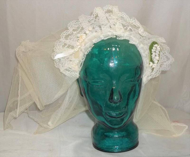 Vintage 50Er Jahre Spitze Netz Schleier Hochzeit Braut Konfirmation von ShonnasVintage