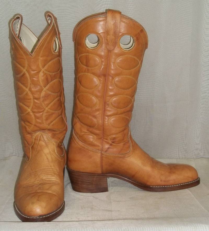 Vintage Buckaroo Marmorierte Leder Cowboy Boots Herren 7D Damen 8 1/2 Boho von ShonnasVintage