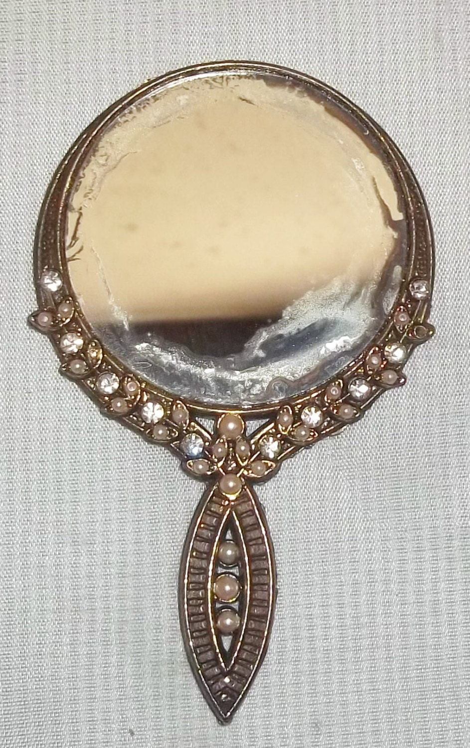 Vintage Handtasche Compact Spiegel Reise Strass Kunstperlen von ShonnasVintage