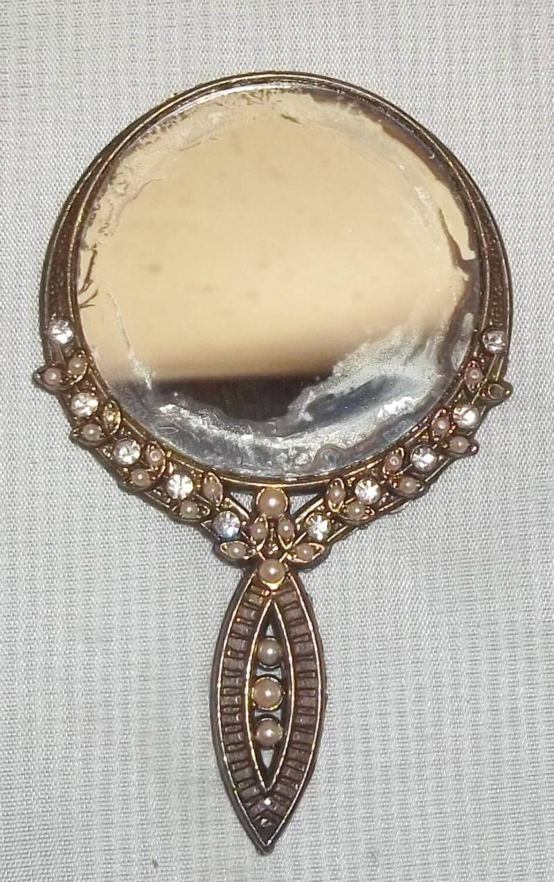 Vintage Handtasche Compact Spiegel Reise Strass Kunstperlen von ShonnasVintage