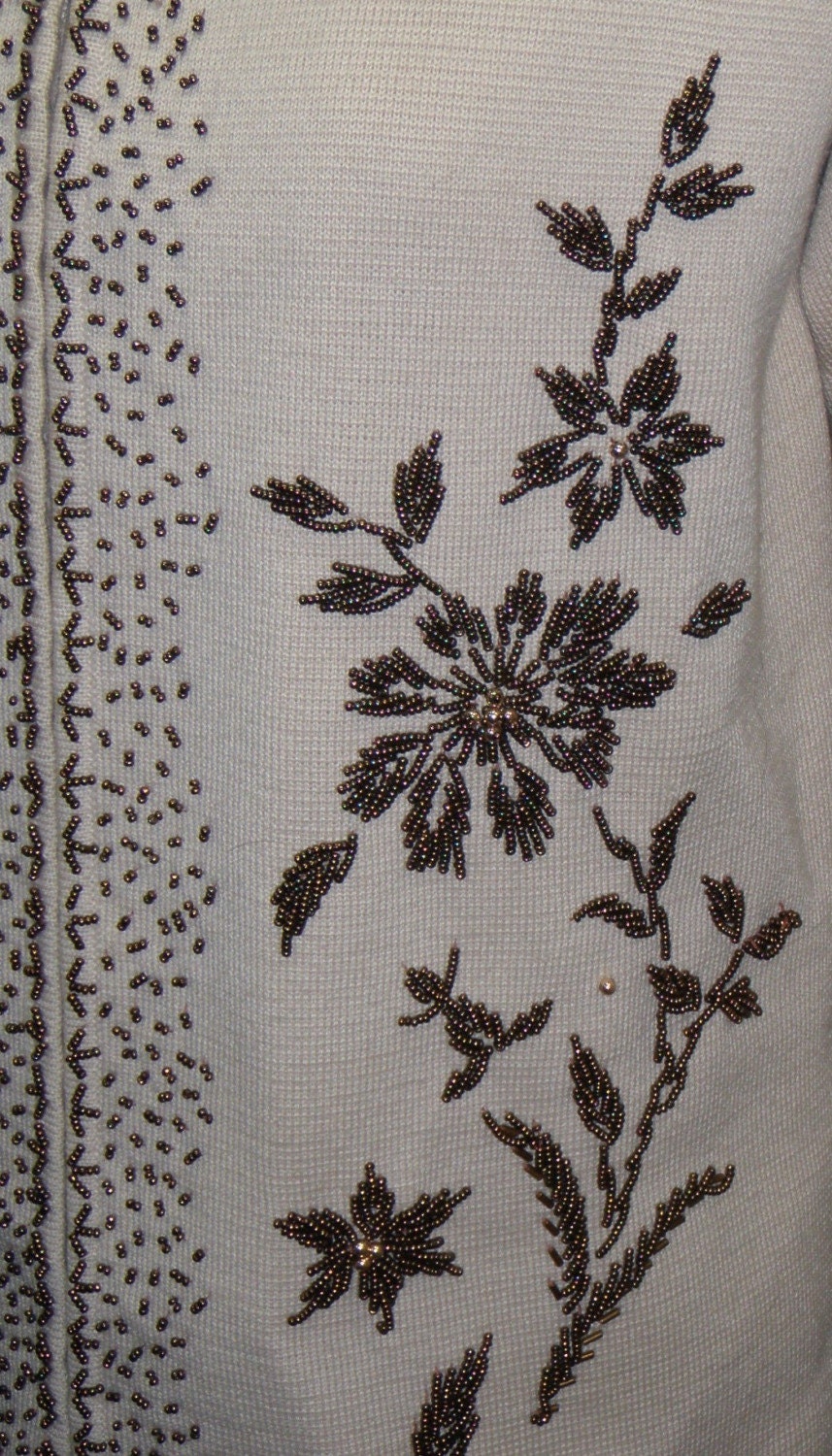 Vintage Kline Es Wool 2 Stk Pullover Shirt Cardigan Glasperlen 12 British Hong Kong 1960Er Jahre von ShonnasVintage