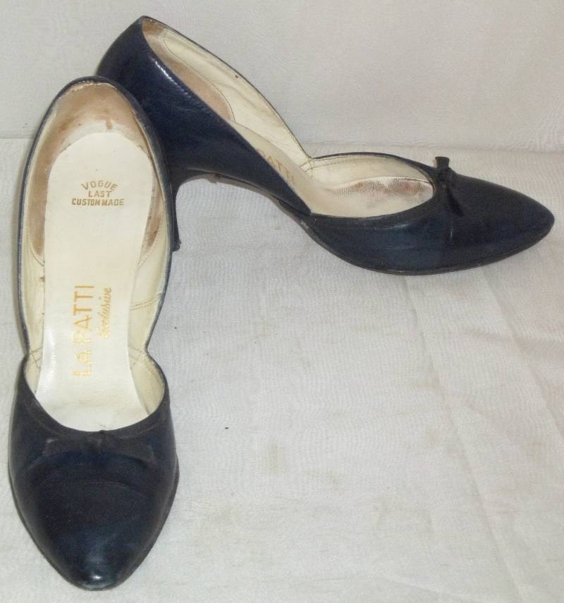 Vintage La Patti Schuhe Navy Blue Leder Pumps 7 1/2 Aa Maßanfertigung Vogue von ShonnasVintage