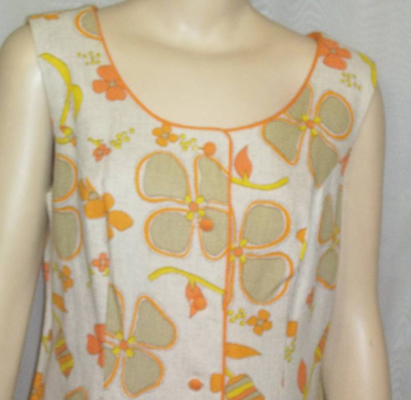 Vintage Mod Retro Cover Mädchen Miami Shift Leinen Kleid Medium 1960Er Jahre von ShonnasVintage