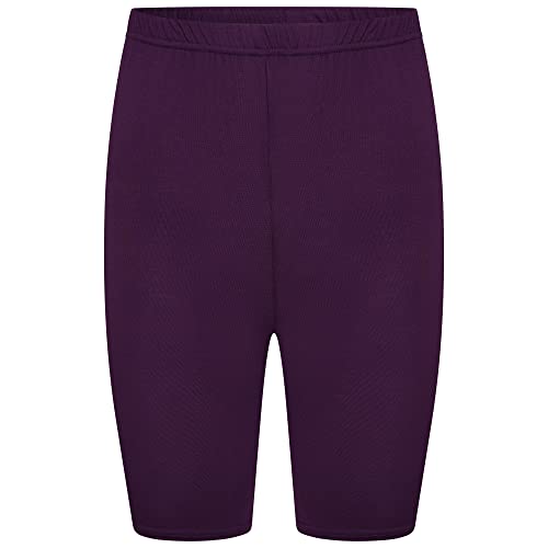 Damen Fahrradhose Stretch Basic Shorts Einfarbig Gym Active Sommer Hot Pants, violett, 42-44 von Shop & Stop