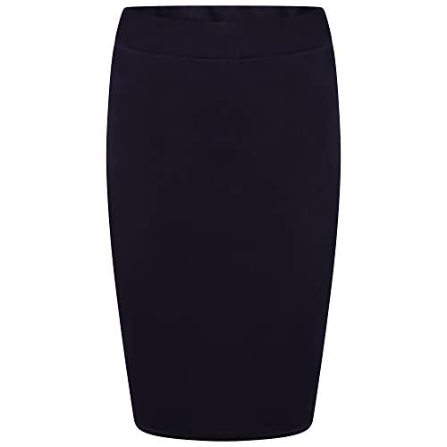 Shop & Stop Bleistiftrock für Damen, einfarbig, Scuba-Jersey, elastische Taille, knielang, Übergröße: 36-50, navy, 34-36 von Shop & Stop