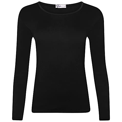 Shop & Stop Damen Langarm T-Shirt Top Damen Größe 36-52, Schwarz , 34-36 von Shop & Stop