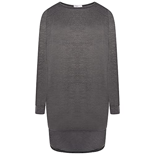 Shop & Stop Damen Plus Einfarbig Oversized Knit Langarm Batwing Dip Hem Baggy Damen Top 12-26, dunkelgrau, 50-52 von Shop & Stop