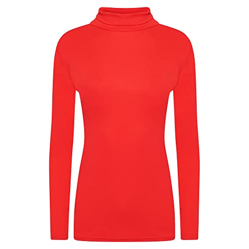 Shop & Stop Damen Pullover mit Rollkragen, Rollkragen, einfarbig, langärmelig, 36-50, rot, 50-52 von Shop & Stop