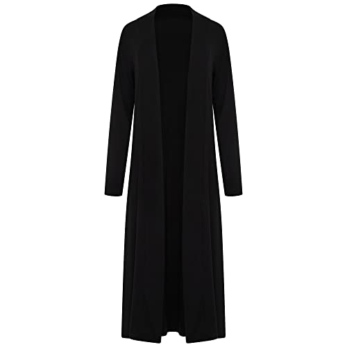 Shop & Stop Damen Staubwedelmantel Blazer Maxi Boyfriend Cardigan Lange Länge Volle Ärmel, Schwarz , 34-36 von Shop & Stop