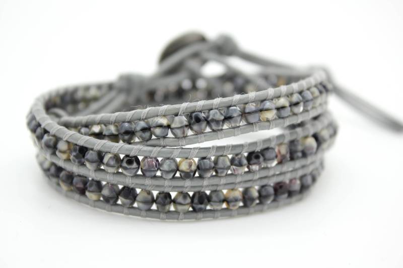 Grau/Schwarz Wirbel Wickeln Auf Grauem Leder Grau/Schwarz Wirbel Wickeln Auf Grauem Leder von Shop308