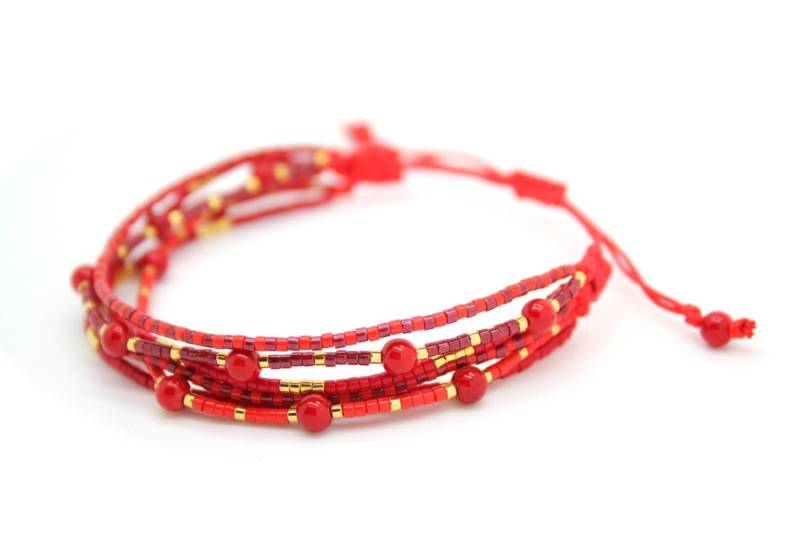 Multi-strang-Armband Rot Mix Auf Nylonschnur Multi-strang-Armband Rot Mix Auf Nylonschnur von Shop308