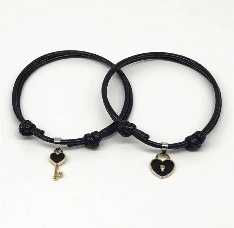 2 Pc Schöne Leder Armband Legierung Schlüssel Herz Schloss Charm Handgemachten Schmuck von Shop4UGoods