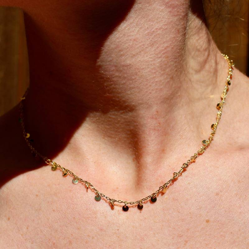Multi Tiny Disc Konfetti Gold Filled Halskette - Kreis Charm Verstellbare Fill Anlaufen Frei von ShopAllyJewelry