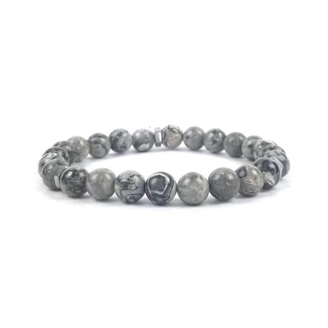 Picasso Stein Grau Marmor Perlen Armband Mit Stahl Akzent Spacer Perlen, Armband, Herrenschmuck, Damenschmuck, Geschenke Picasso Stein Grau Marmor Perlen Armband Mit Stahl Akzent Spacer Perlen, Armband, Herrenschmuck, Damenschmuck, Geschenke von ShopAshleyandMelissa