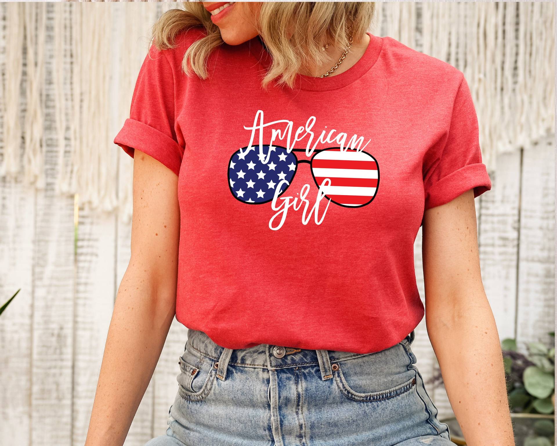 American Girl Patriotic Tshirt, 4. Juli, Unabhängigkeitstag, Gedenktag, Sonnenbrille, Sommer von ShopBeauandBelle