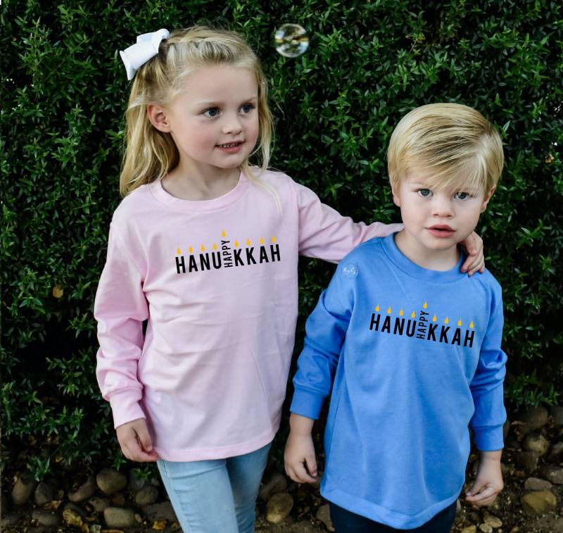 Happy Chanukka Menorah Kleinkind Shirt Langarm Babys Erstes von ShopBeauandBelle