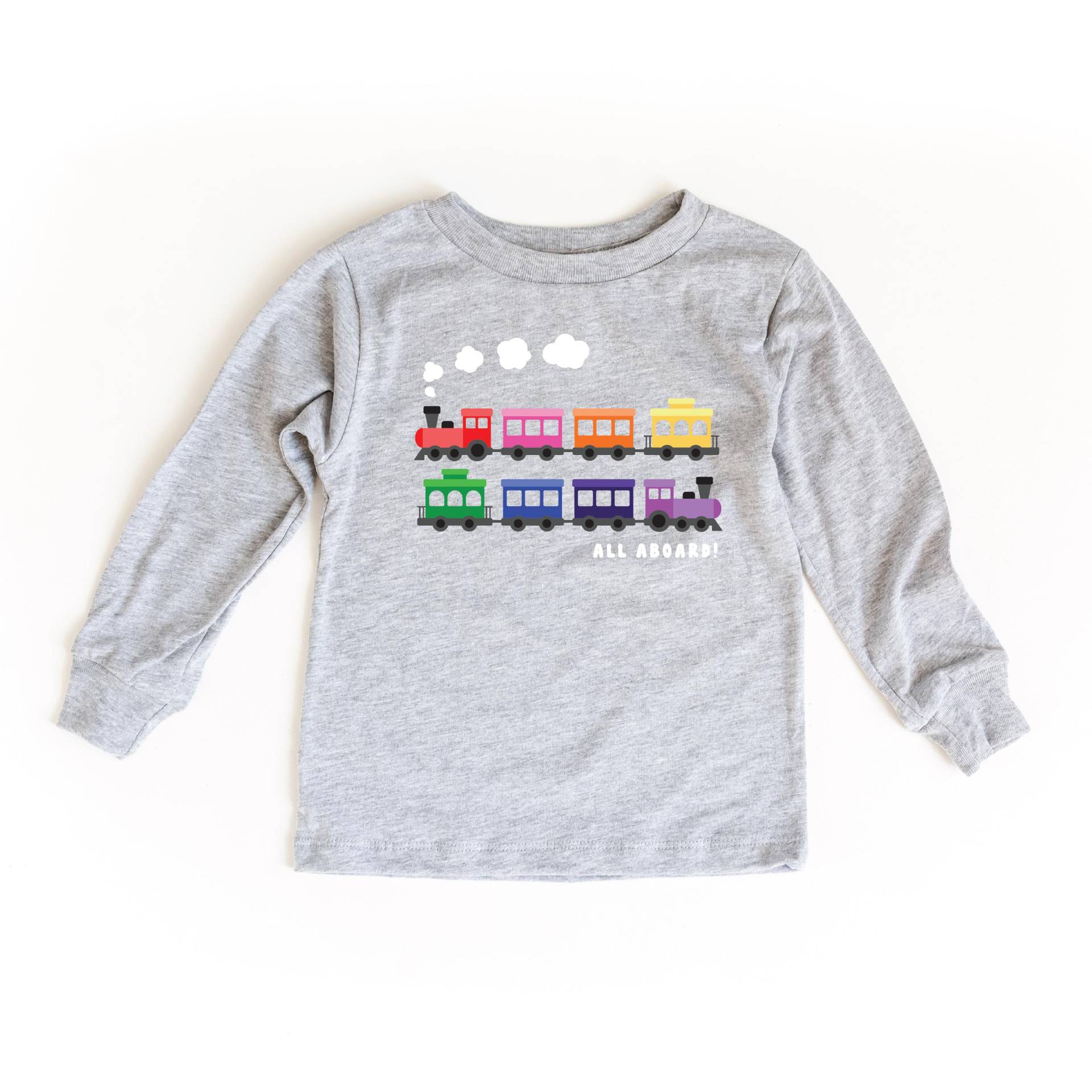 Regenbogen Zug Kinder Langarm Shirt | Buntes Choo Zug-T-Shirt Kleinkind Geburtstag Outfit Alle An Bord Zug-Liebhaber-Geschenk von ShopBeauandBelle