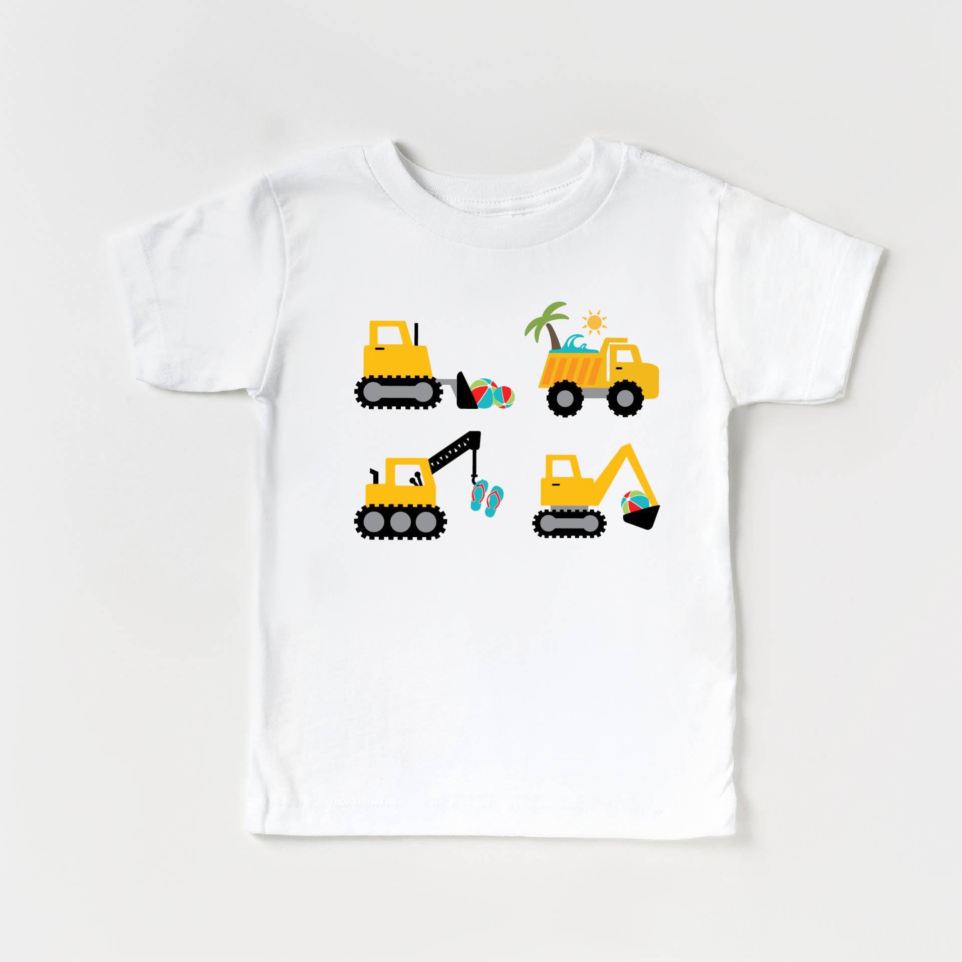 Sommer Bau Lkw Kleinkind Tshirt, Bagger, Kipper, Kran Lkw, Bulldozer, Kinder Shirt, Baby Strand von ShopBeauandBelle