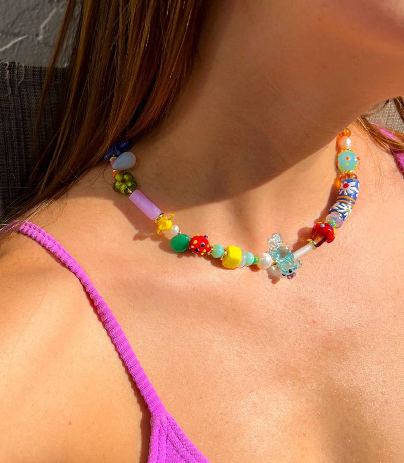 Verstellbare Kurze Mehrfarbige "Salty Beach"-Halskette Aus Gemischten Perlen." Verstellbare Kurze Mehrfarbige "Salty Beach"-Halskette Aus Gemischten Perlen." von ShopBlueFiesta