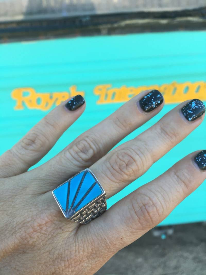 Sonnenstrahlen Sterling Silber Türkis Bauern Ring von ShopBullseye