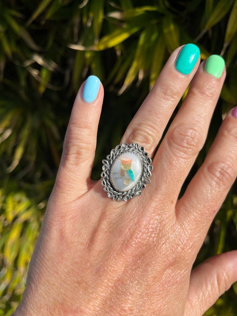 Vintage Perlmutt Eule Ring von ShopBullseye