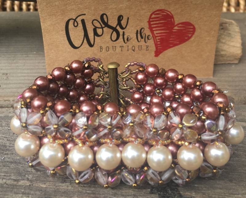 Atemberaubende Handarbeit Gewebt Prise Und Perle Armband Atemberaubende Handarbeit Gewebt Prise Und Perle Armband von ShopCloseToTheHeart