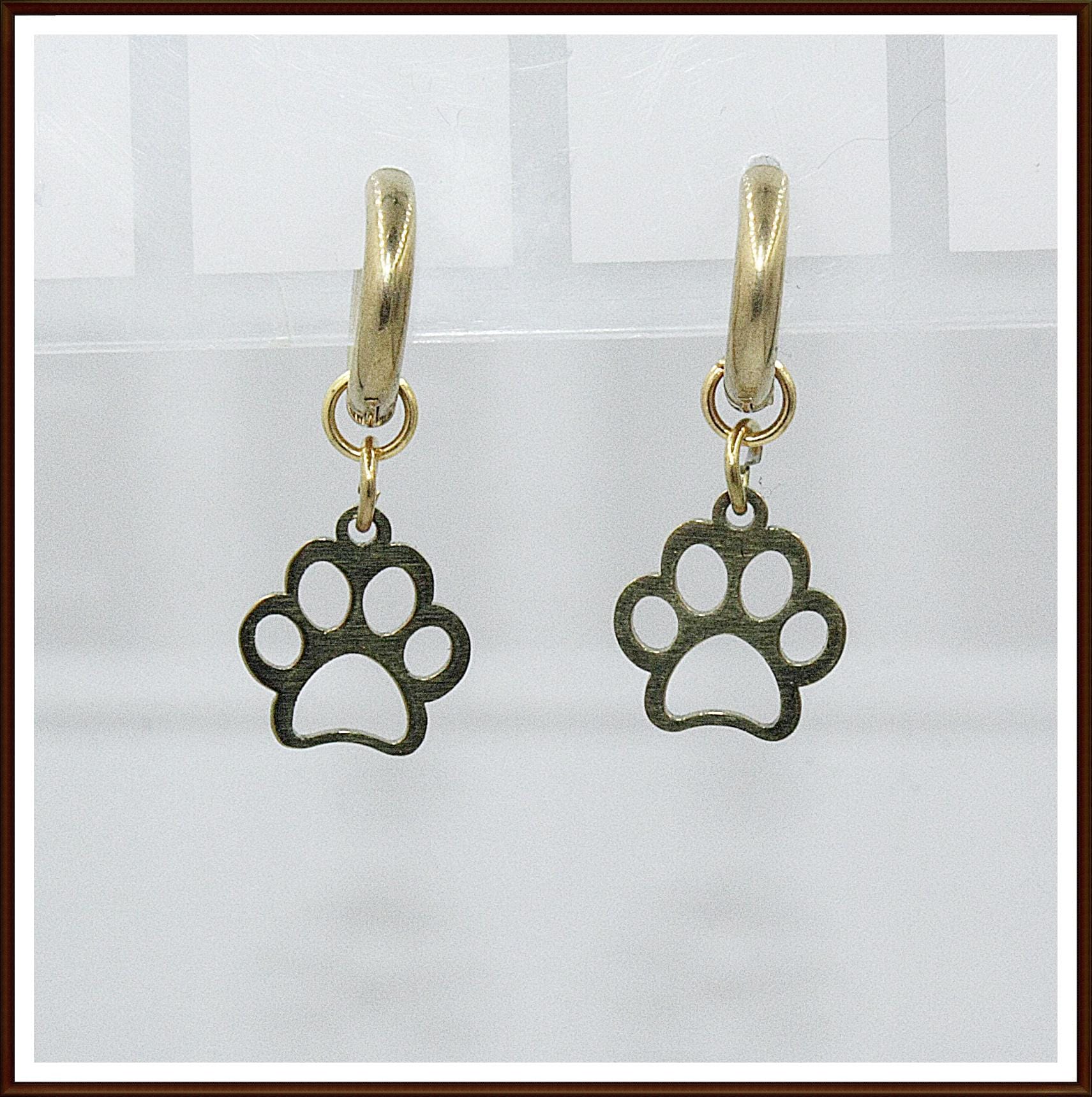 Creolen Ohrringe Edelstahl Gold Ohrhänger Pfote Blume von ShopDanysDesign