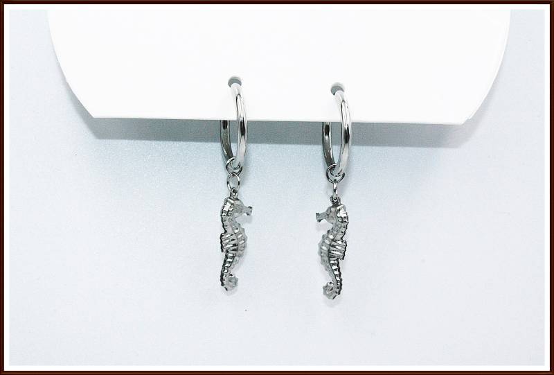 Creolen Ohrringe Edelstahl Ohrhänger Ring Libelle Seepferdchen Mädchen von ShopDanysDesign