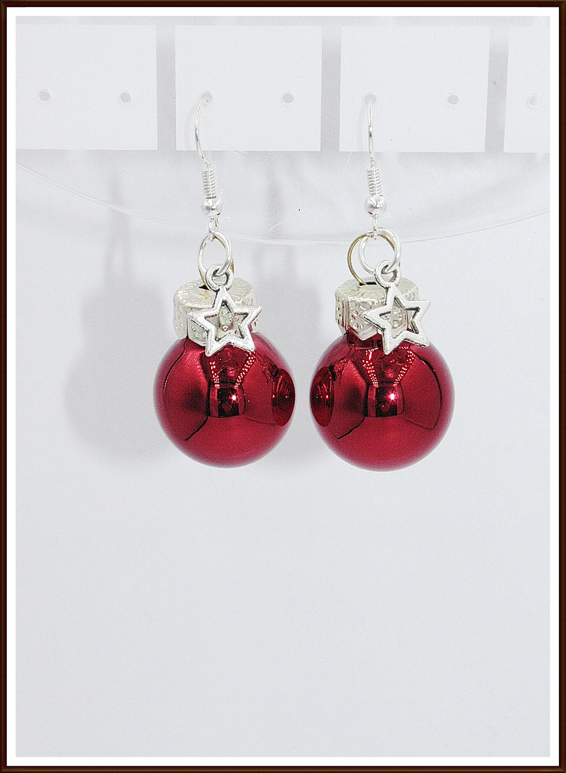 Glas Glänzend Weihnachtskugelohrringe Christbaum Ohrhänger Stern Weihnachtsfeier von ShopDanysDesign