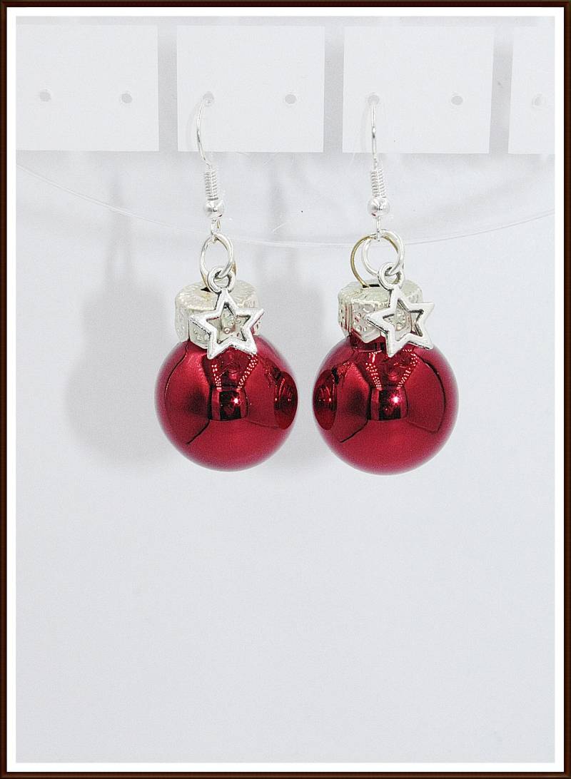 Glas Glänzend Weihnachtskugelohrringe Christbaum Ohrhänger Stern Weihnachtsfeier von ShopDanysDesign